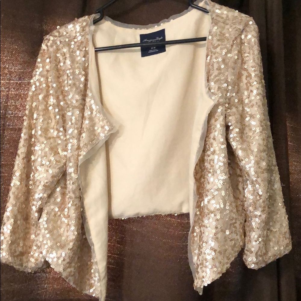 American eagle gold sequined cardigan